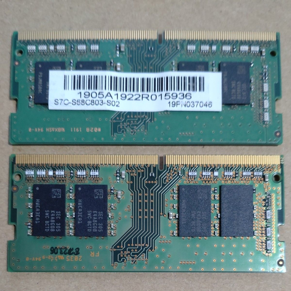 SAMSUNG DDR4-2666 8GB 2枚セット 合計 16GB ノート PC 用 内蔵