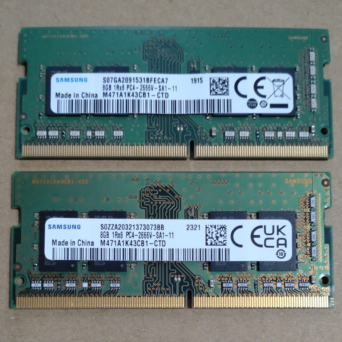 SAMSUNG DDR4-2666 8GB 2枚セット 合計 16GB ノート PC 用 内蔵