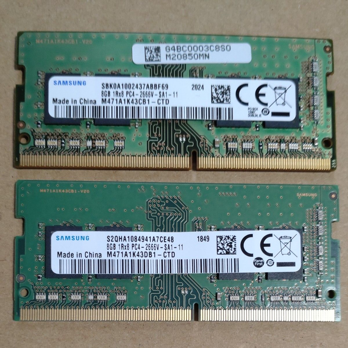 SAMSUNG DDR4-2666V 8GBx2 ノート PC 用 メモリー 合計 16GB 2枚セット