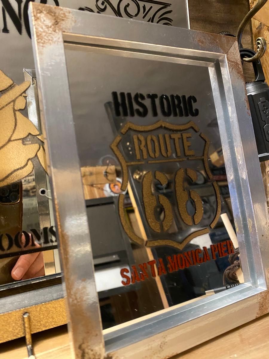 パブミラー ROUTE66 インダストリアル 鏡 ルート66｜Yahoo!フリマ（旧