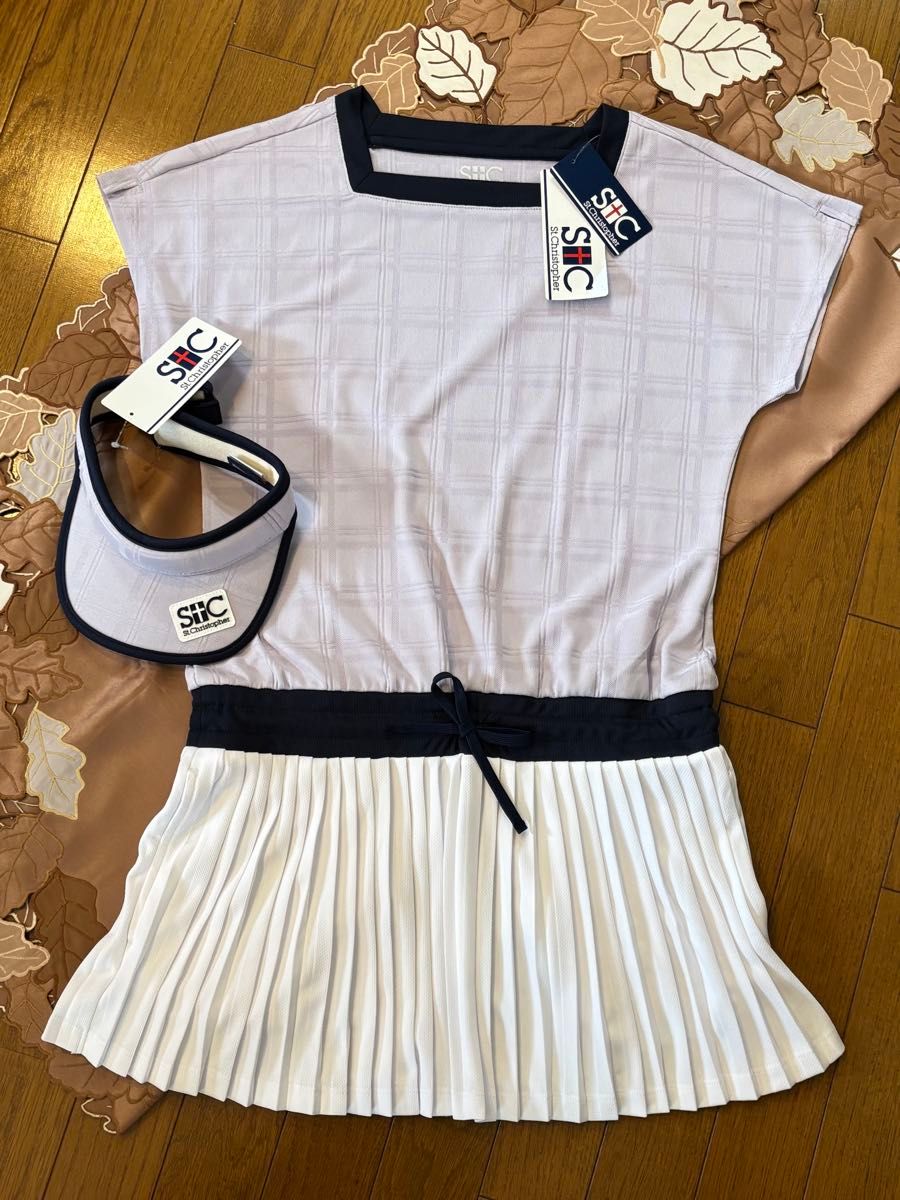 セントクリストファー テニスウェアゲームドレス&サンバイザーセットM