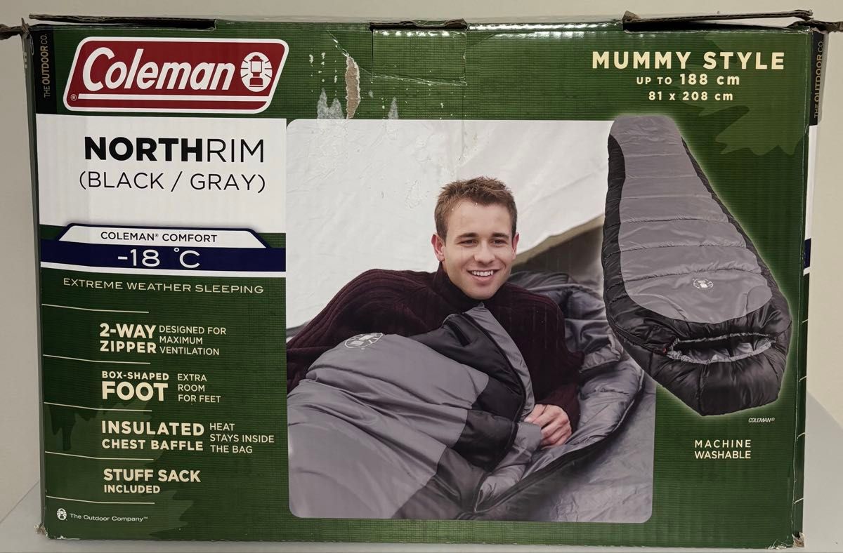 コールマン ノースリム マミー型寝袋 最低使用温度 -18℃（ブラック