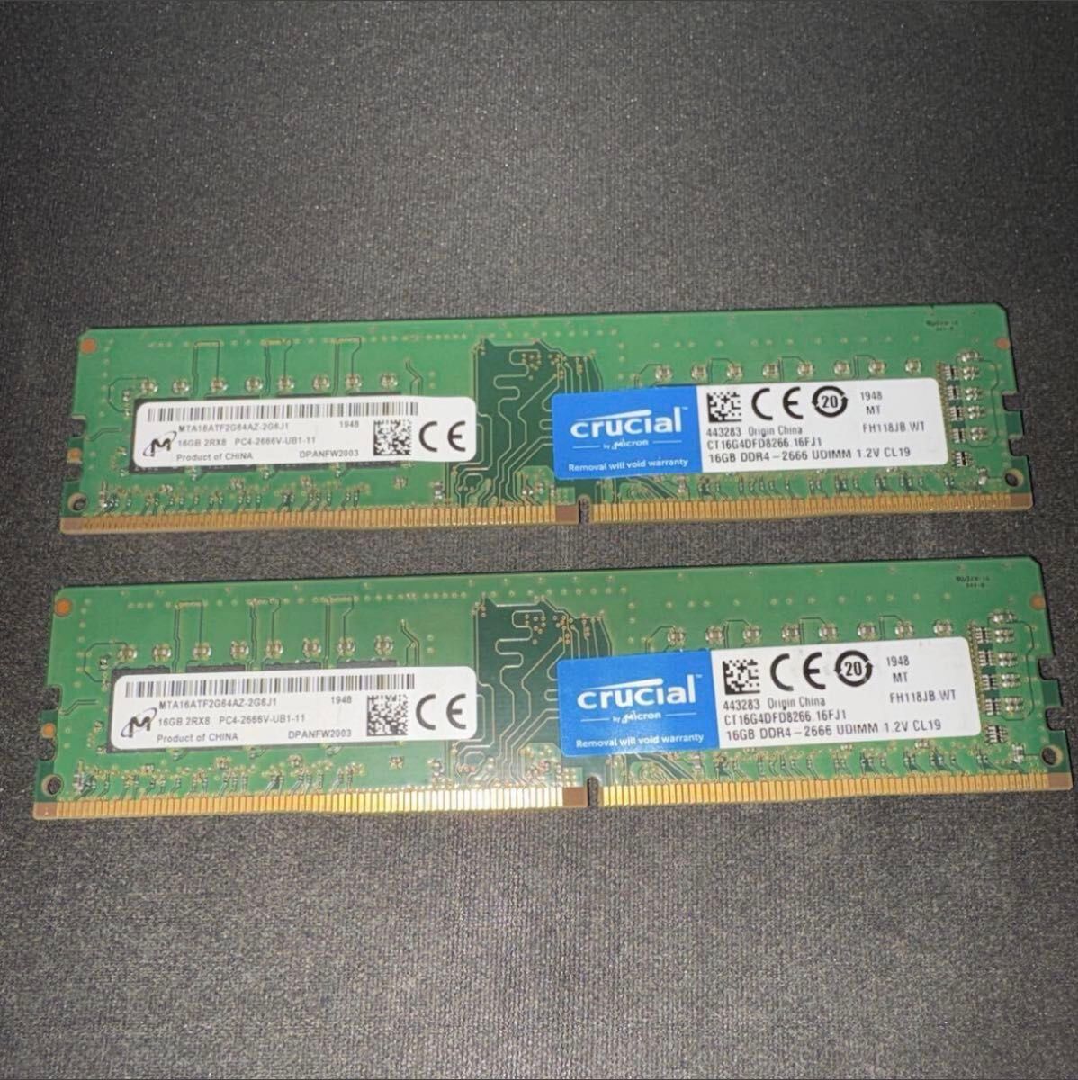 動作確認済] Crucial DDR4-2666 16GB 2枚セット (計32GB) デスクトップ