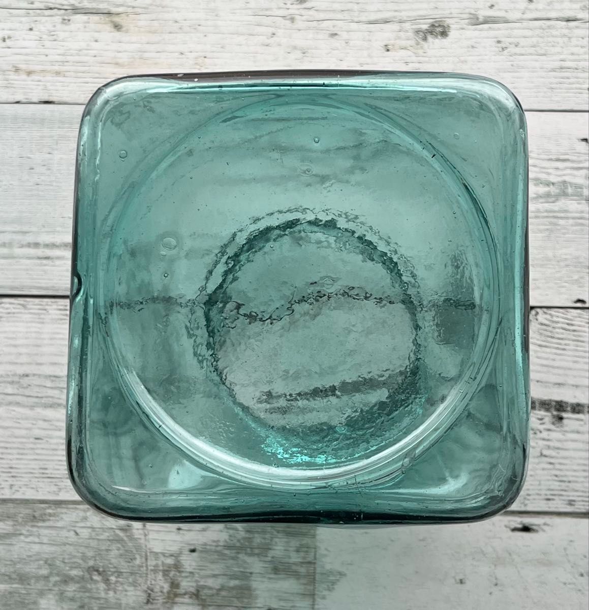 3月限定価格】【気泡たっぷりガラス瓶】昭和レトロ ブルー系 蓋付き