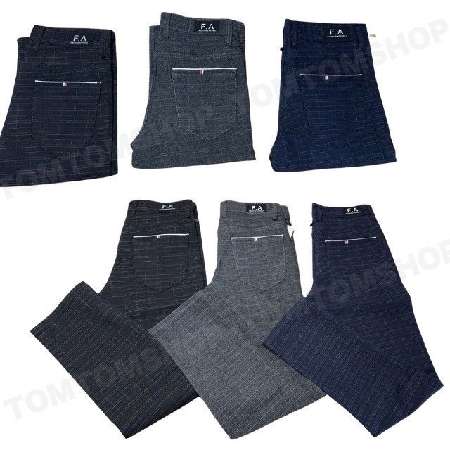 2XL チェック柄 カジュアルパンツ ネイビー スリムフィット ビジネス