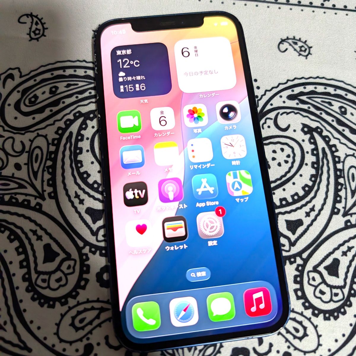 Apple iPhone 12 128GB SIMフリー ブルー バッテリー新品 100％ ios26