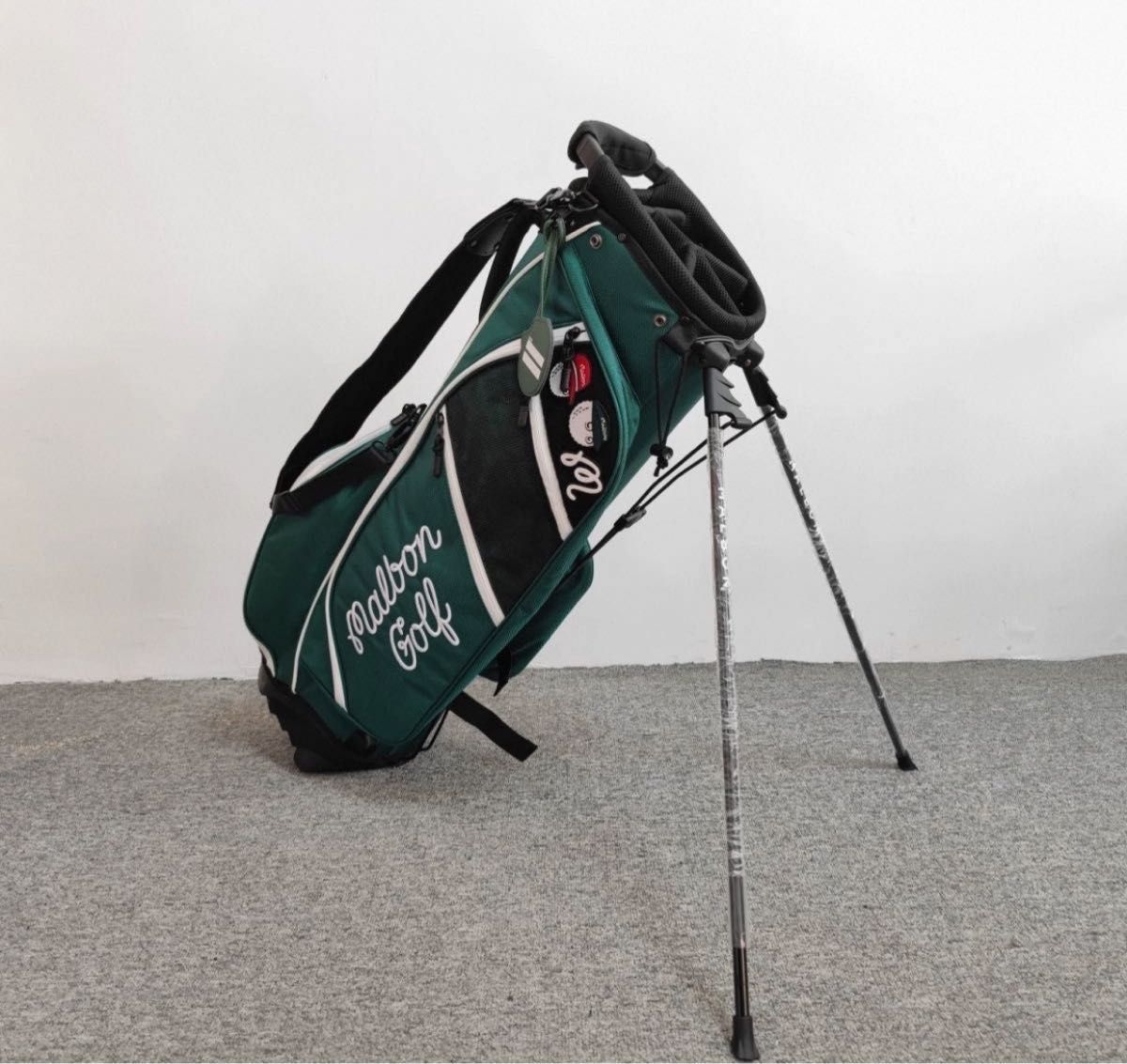 Malbon マルボンゴルフ キャディバッグ 緑スタンド式ゴルフバッグ 軽量