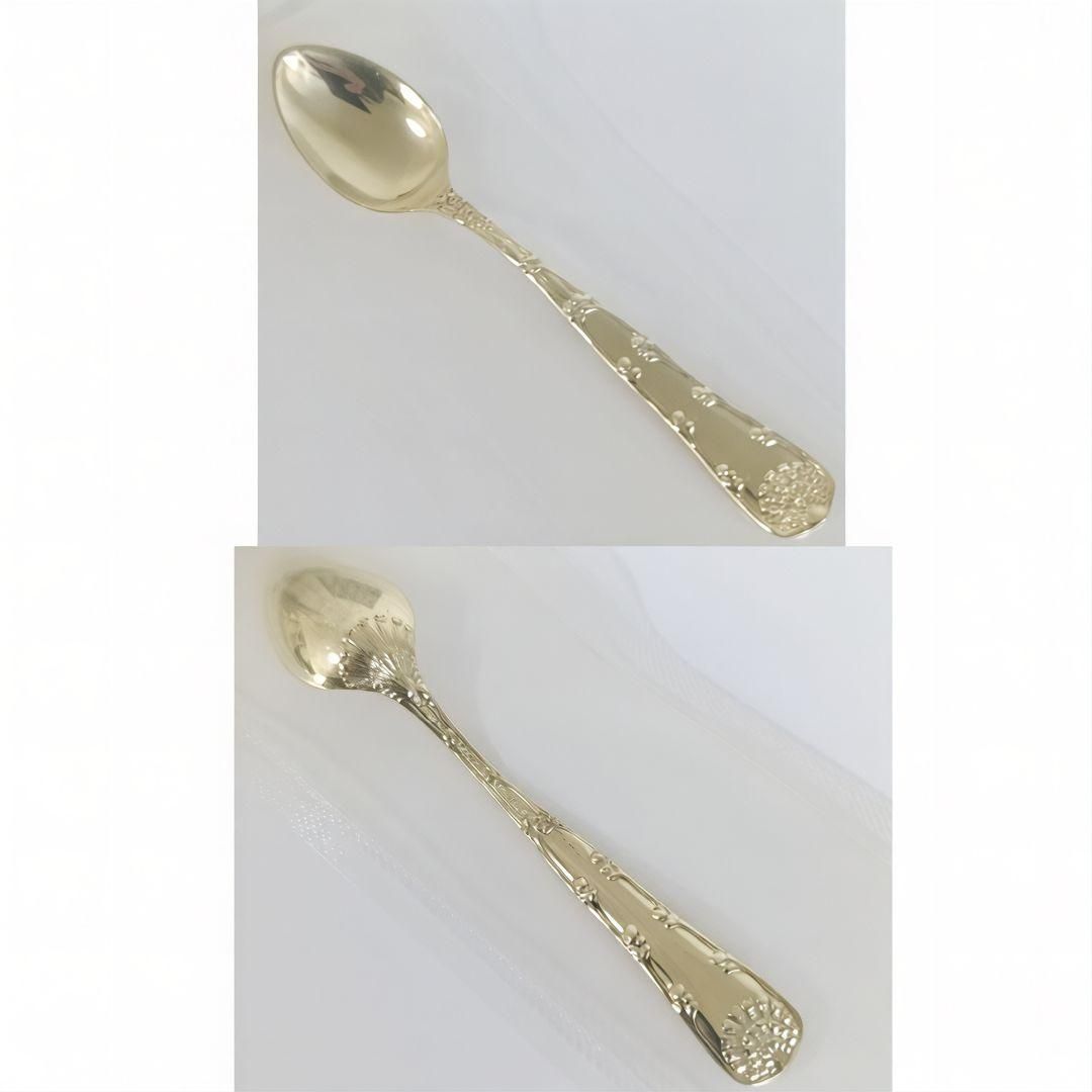 未使用希少 Tiffany 純銀 デミタススプーン6本 金洗 箱付 コレクター向