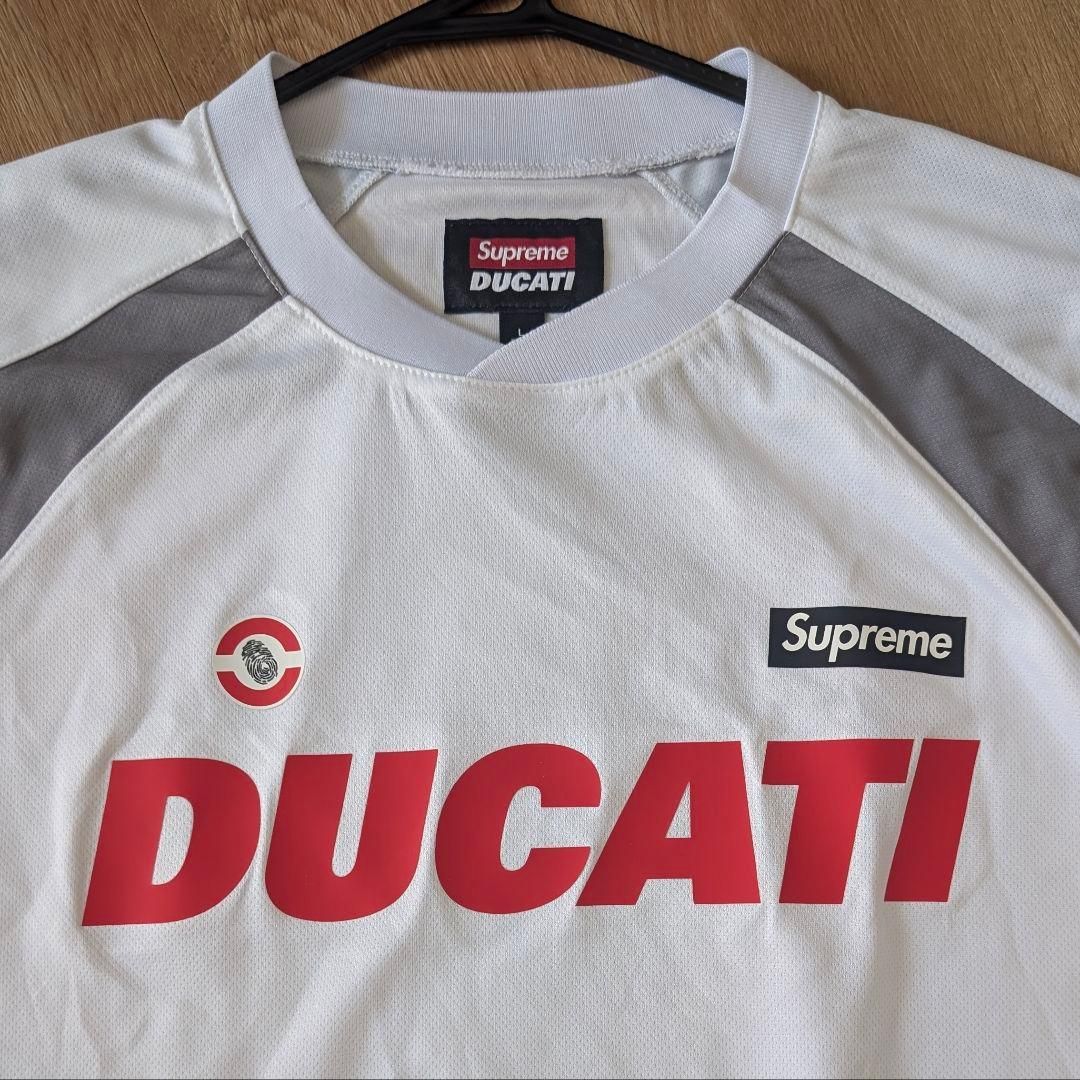 シュプリーム ドゥカティ Soccer Jersey L ホワイト Tシャツ DUCATI