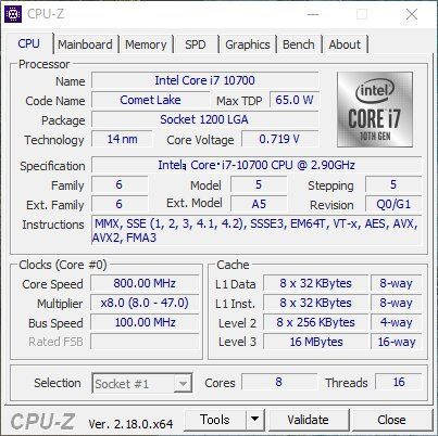 Intel Core i7-10700 SRH6Y 2 90GHz CPU 動作確認済み｜Yahoo!フリマ