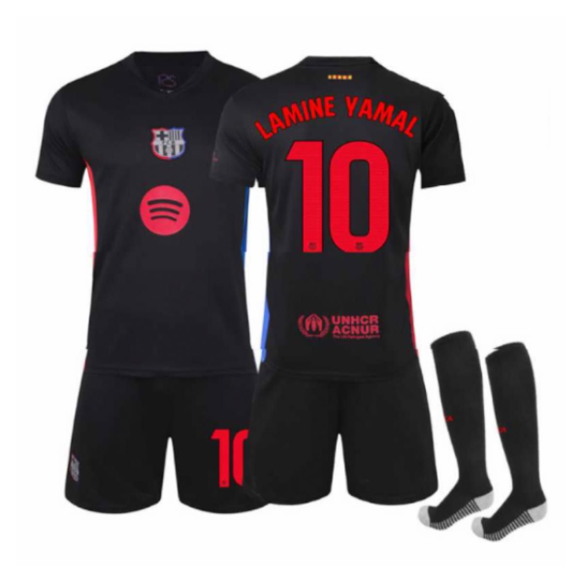 新品未使用 ヤマル 10番 新品 ユニフォーム 2nd 黒 140cm バルセロナ 3