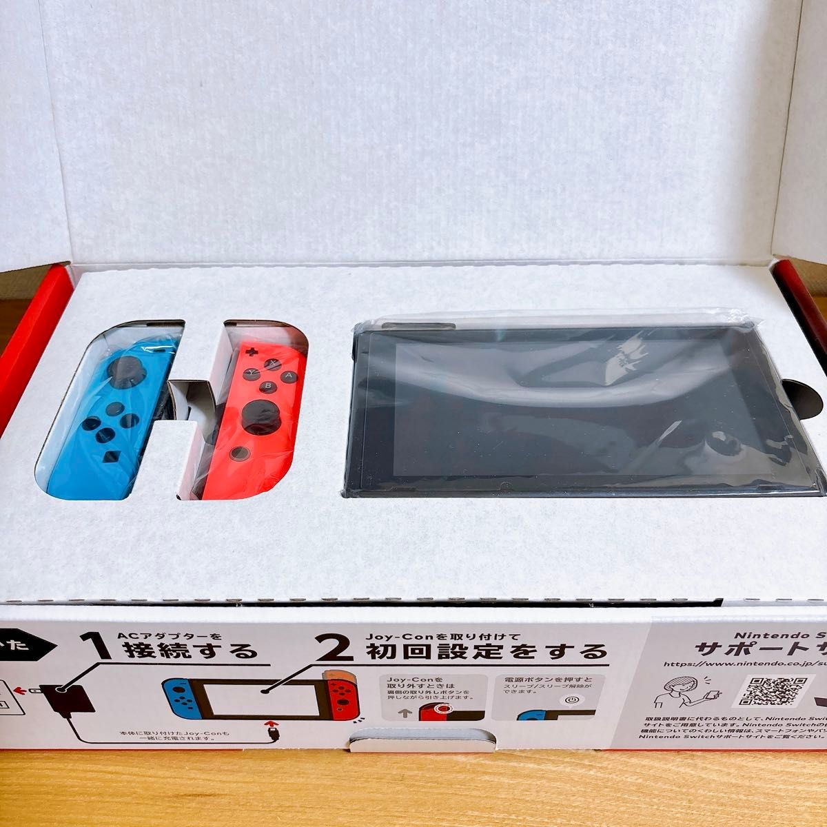 未使用に近い】 バッテリー強化型 Nintendo Switch 本体 ネオンレッド