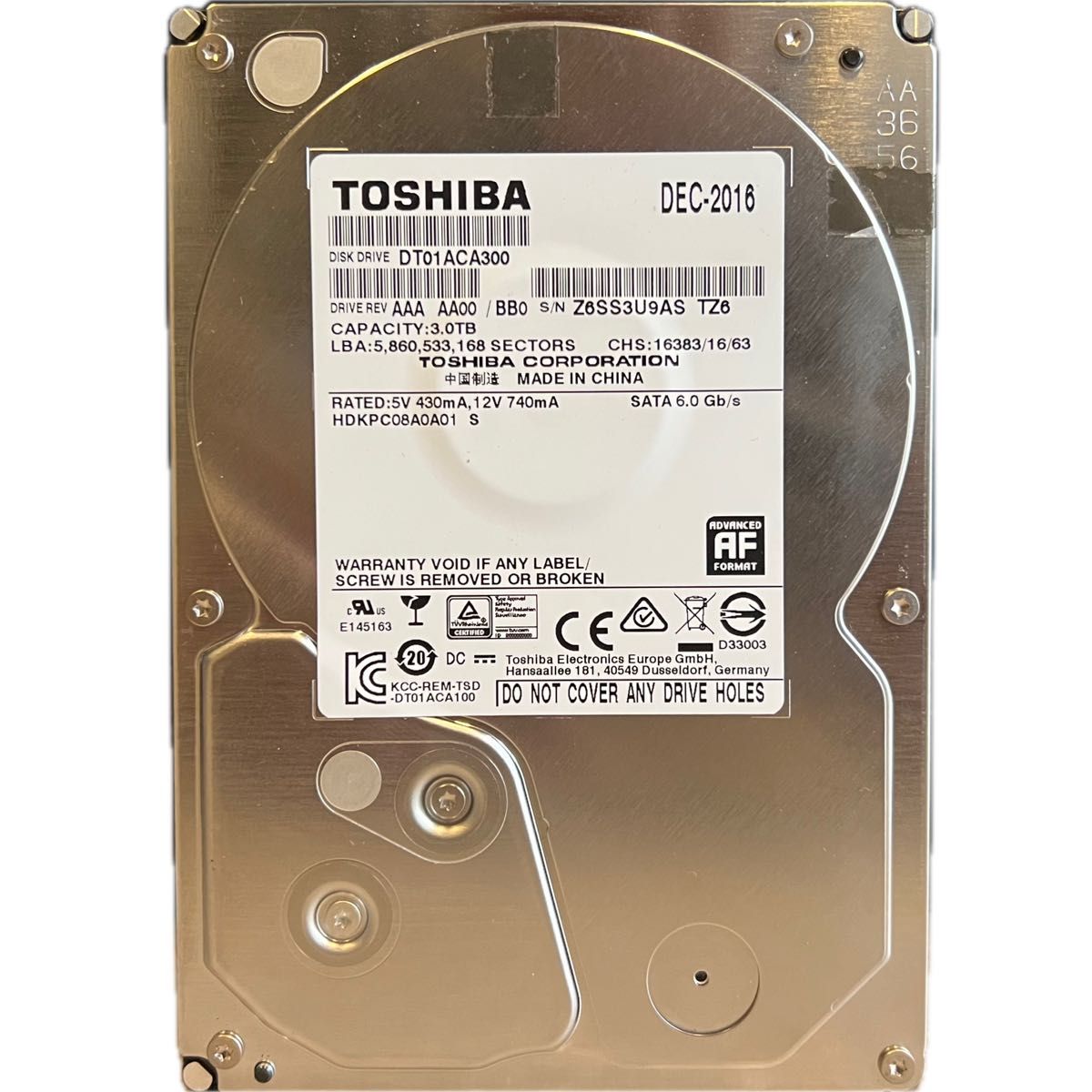 TOSHIBA 3TB 3 5インチ HDD DT01ACA300 ジャンク品 東芝 3000GB｜Yahoo