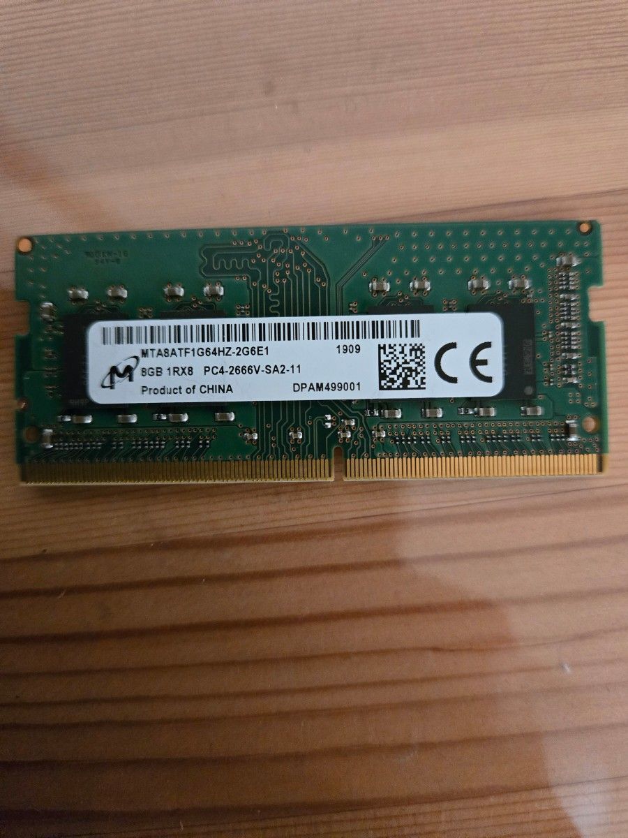 Micron 8GBランク 1Rx8タイプ DDR4 SO-DIMM速度 PC4-2666V (2666MT/s