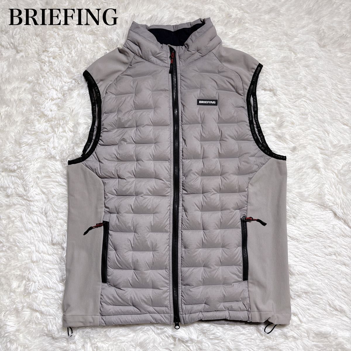 美品】BRIEFING ブリーフィング ダウンベスト ゴルフ グレー L ロゴ
