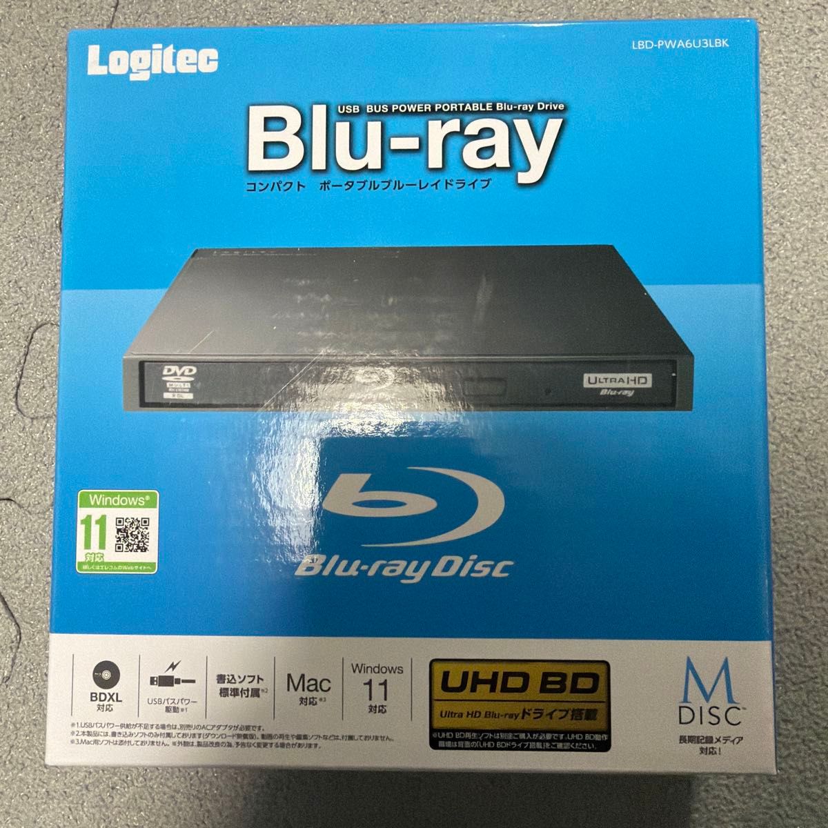 Logitec 外付けポータブルブルーレイドライブ LBD-PWA6U3LBK 未使用品