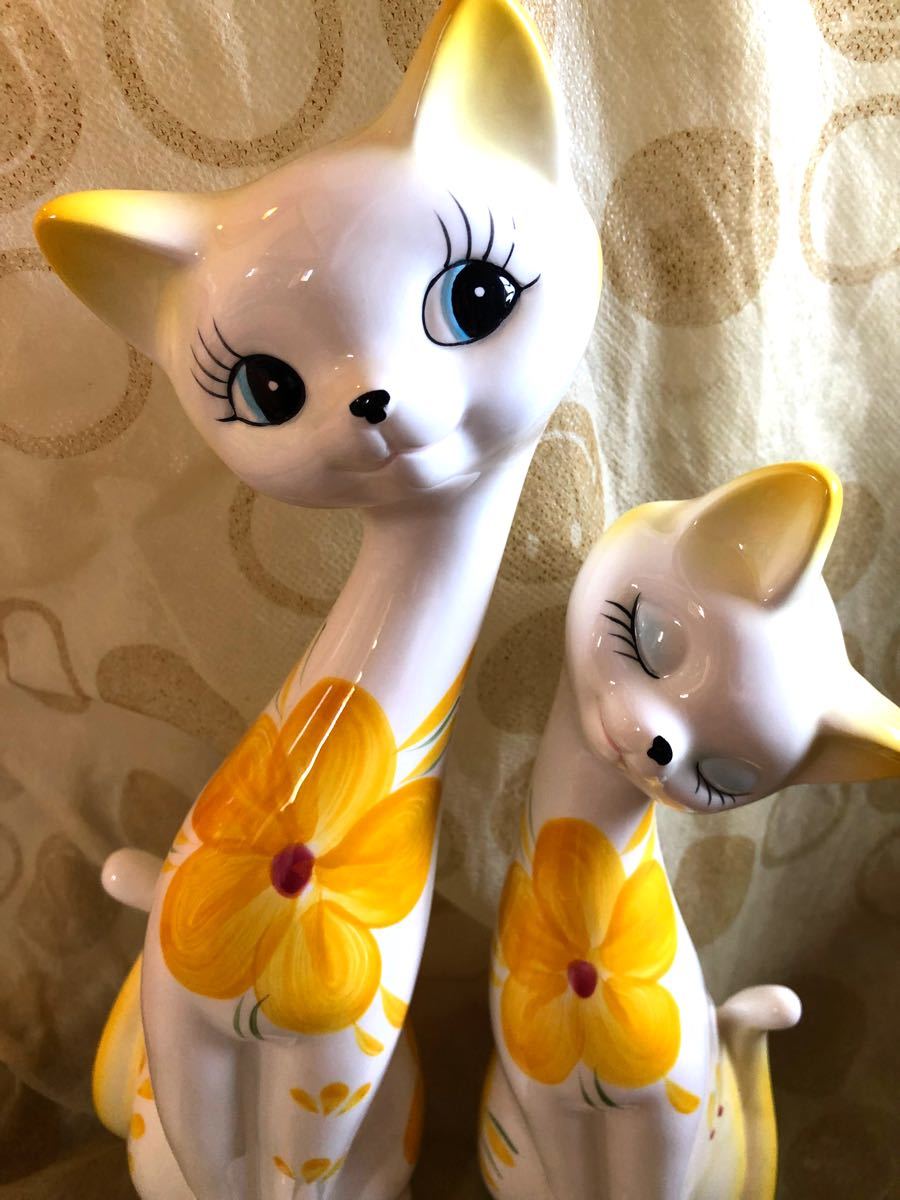 大Y】ポップチューントーキョー 昭和レトロ ペア猫 置物 レトロ 内藤