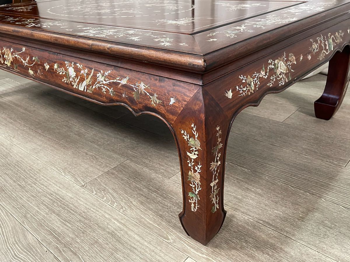 Yahoo!オークション - G170 花梨 唐木家具 無垢材 螺鈿細工 花鳥図 座