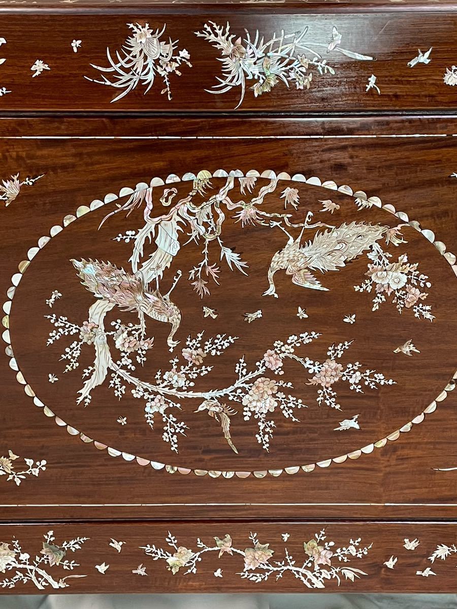 Yahoo!オークション - G170 花梨 唐木家具 無垢材 螺鈿細工 花鳥図 座