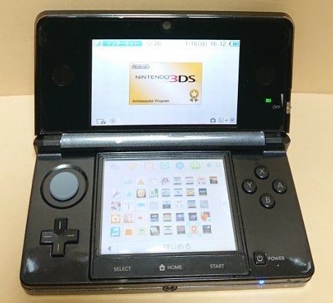 動作確認済み ニンテンドー 3DS 本体 黒 アンバサダープログラム