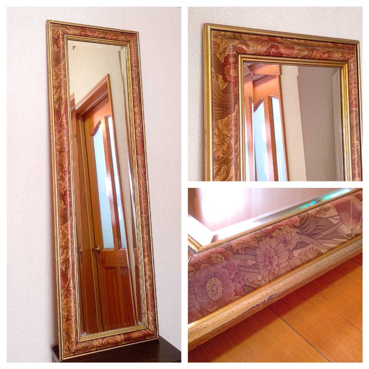 展示品 イタリア製 象嵌 ウォールミラー 壁掛け鏡 姿見 花柄 ※i1※ 展示