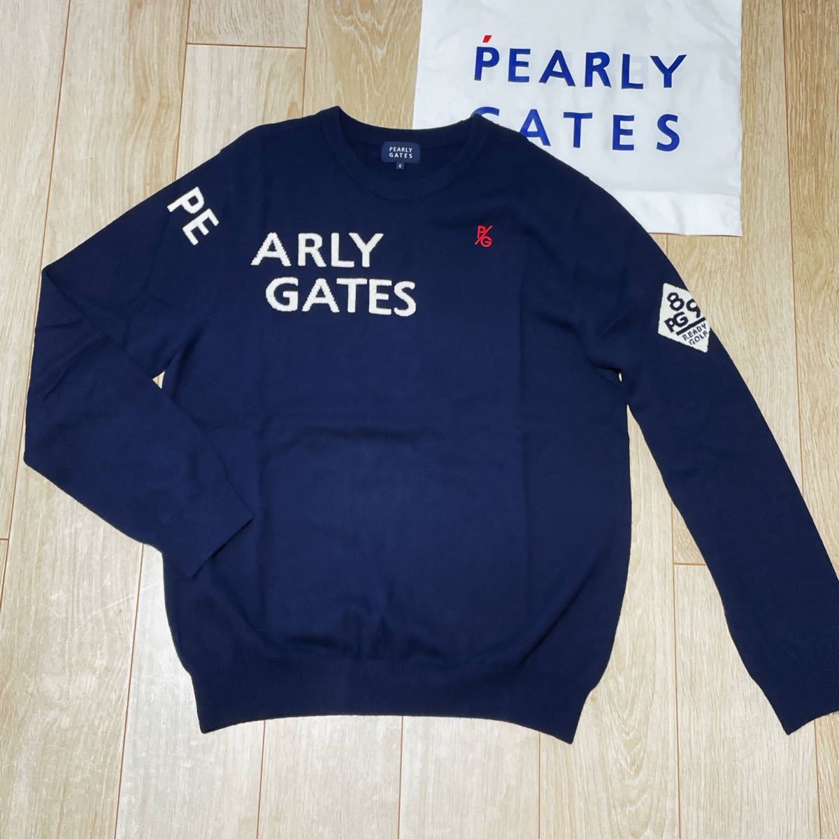 パーリーゲイツ セーター 6 メンズ ネイビー カシミヤ混 ロゴセーター