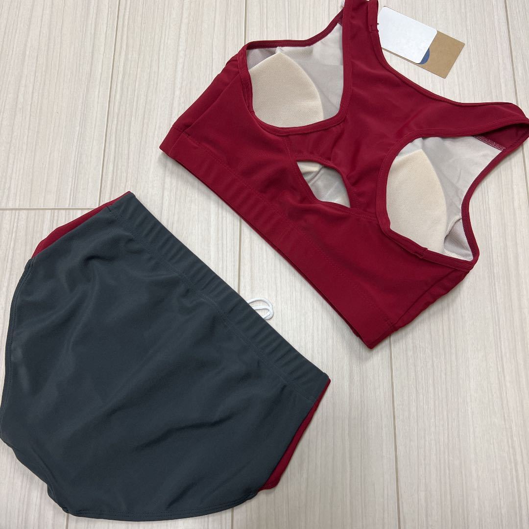 アシックス 女子陸上ユニフォーム上下セット エンジ色×ダークグレー XL