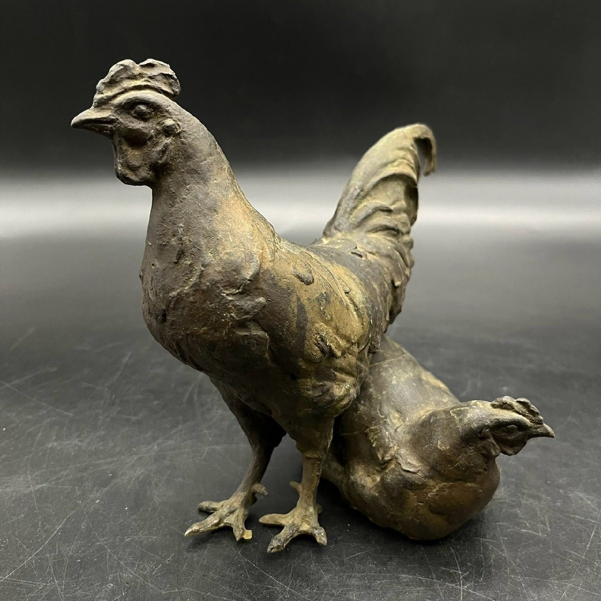 Yahoo!オークション -「ニワトリ 置物」(金属工芸) (工芸品)の落札相場