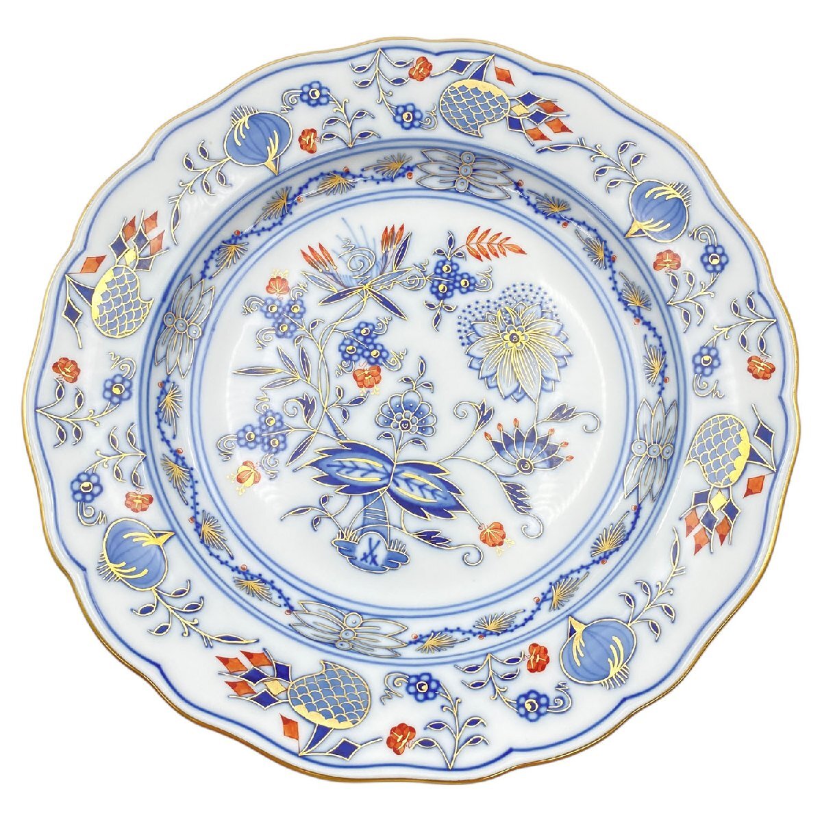 Meissen マイセン /※極美品 1級品 両面朱金装飾オニオン プレート