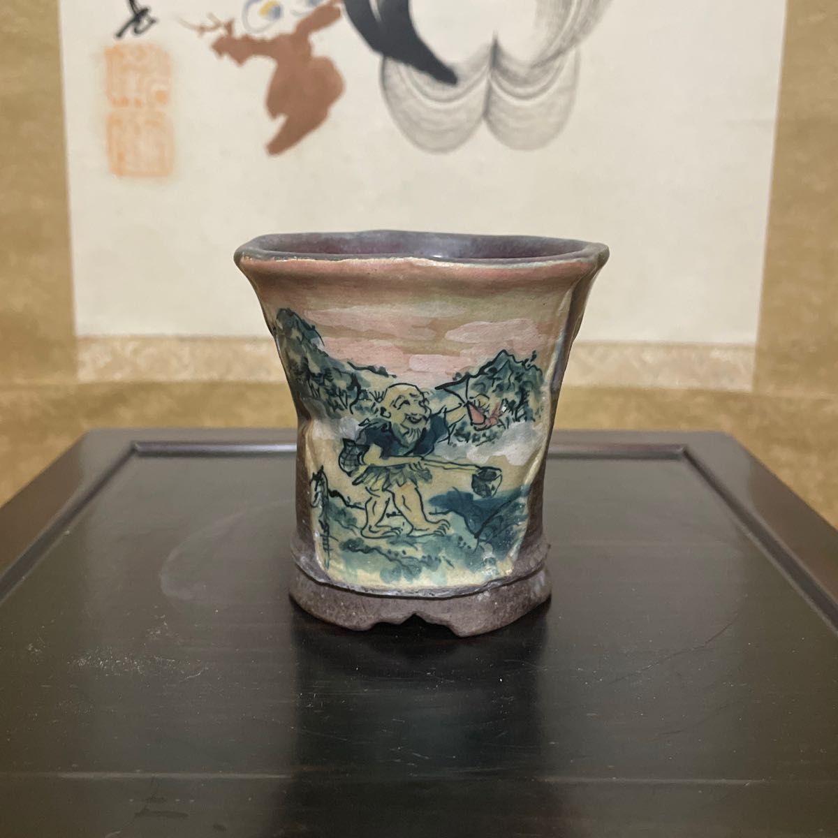 瀬戸焼 瑠璃釉 六角植木鉢 天山鉢 富貴蘭 山野草 盆栽 園芸 陶器製