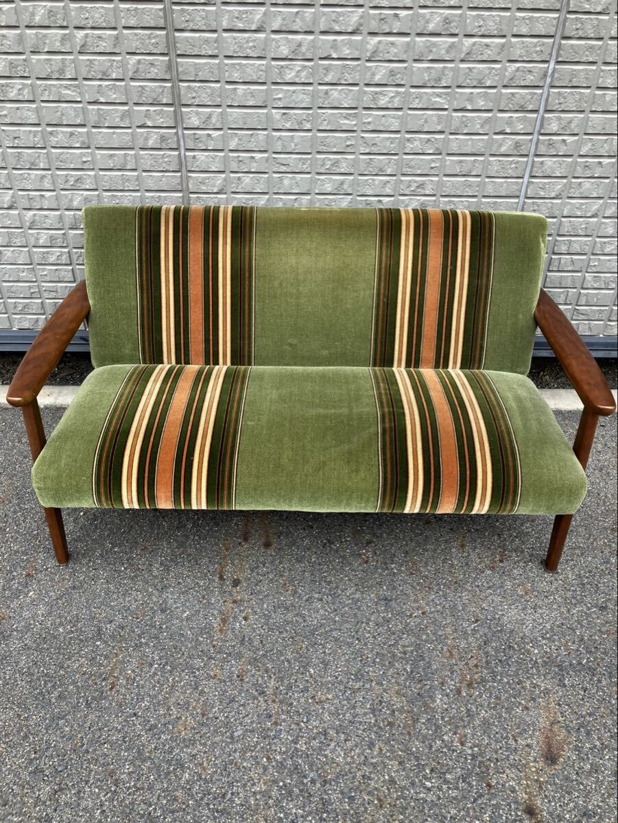 オールドカリモク 希少 3人掛けソファ 美品 カタカナカリモク 左アーム