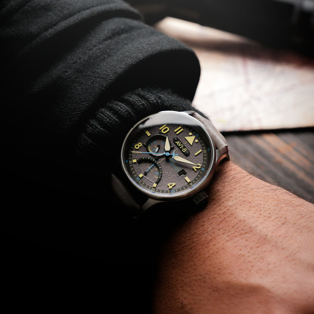 Ash Grey | Hawker Hurricane Mckellar Dual Time – AVI-8 Timepieces