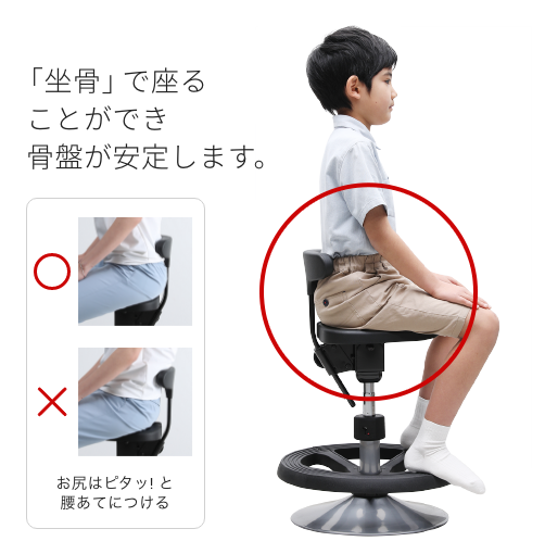 丸ベースタイプ ルナ｜腰痛対策・姿勢改善椅子、学習椅子（イス