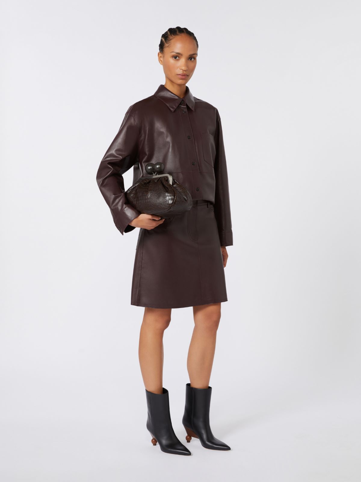 アリッソ] カーフスキン ミディアム パスティチーノ バッグ, dark