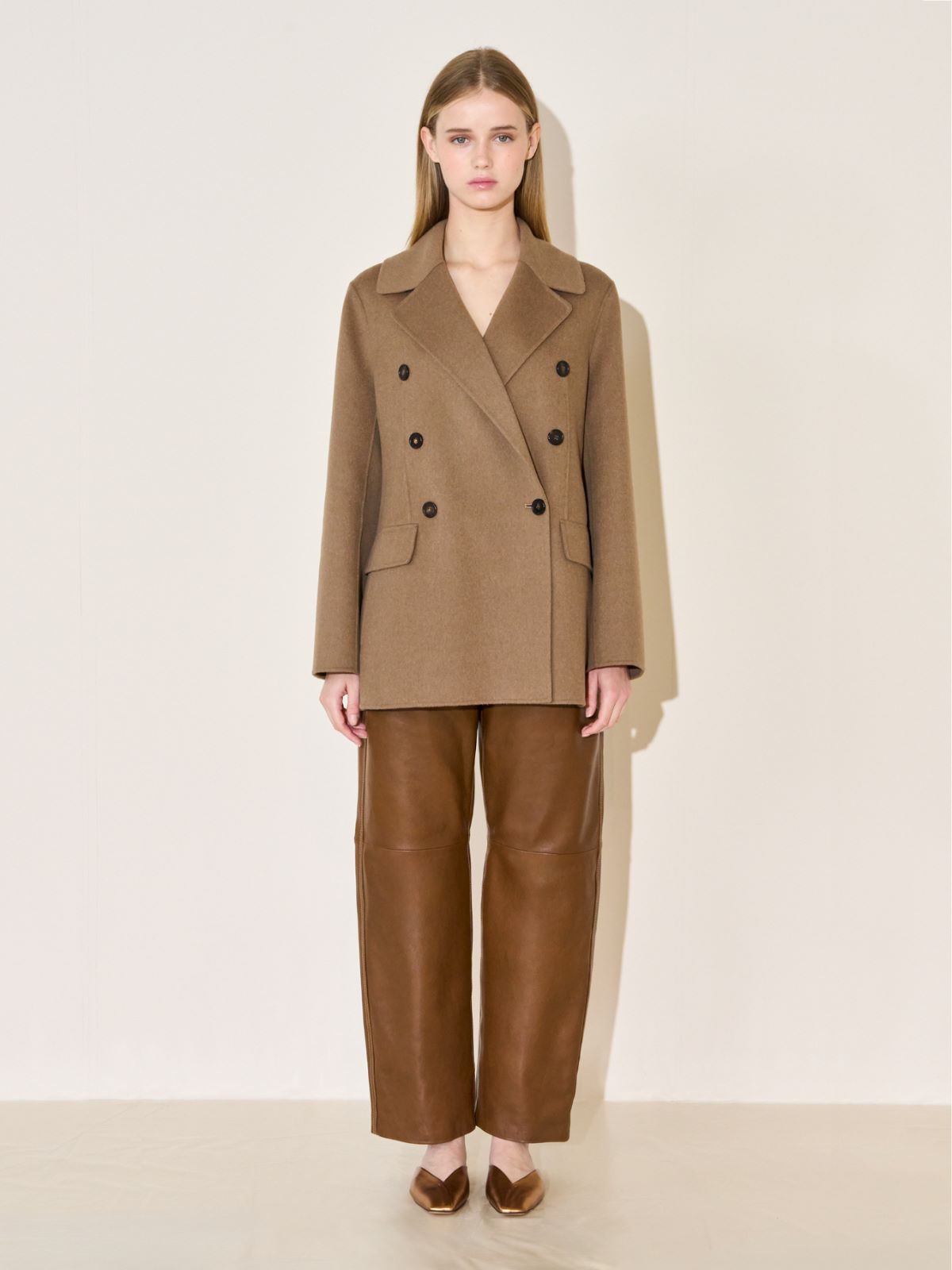 Wool broadcloth pea coat, tobacco | Max Mara