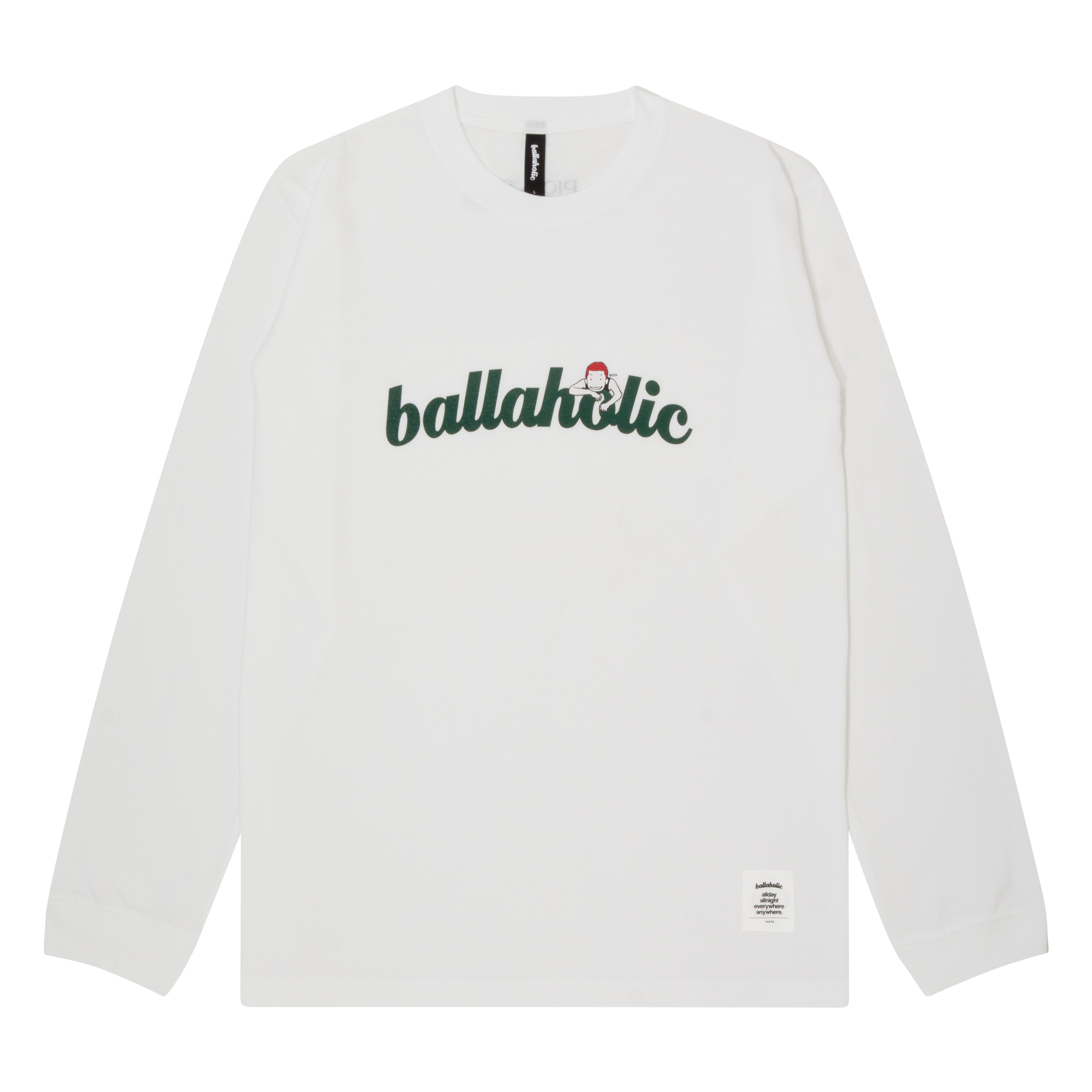 Logo Long Tee -PICK UP PLAYGROUND- (white/ivy green) – ballaholic