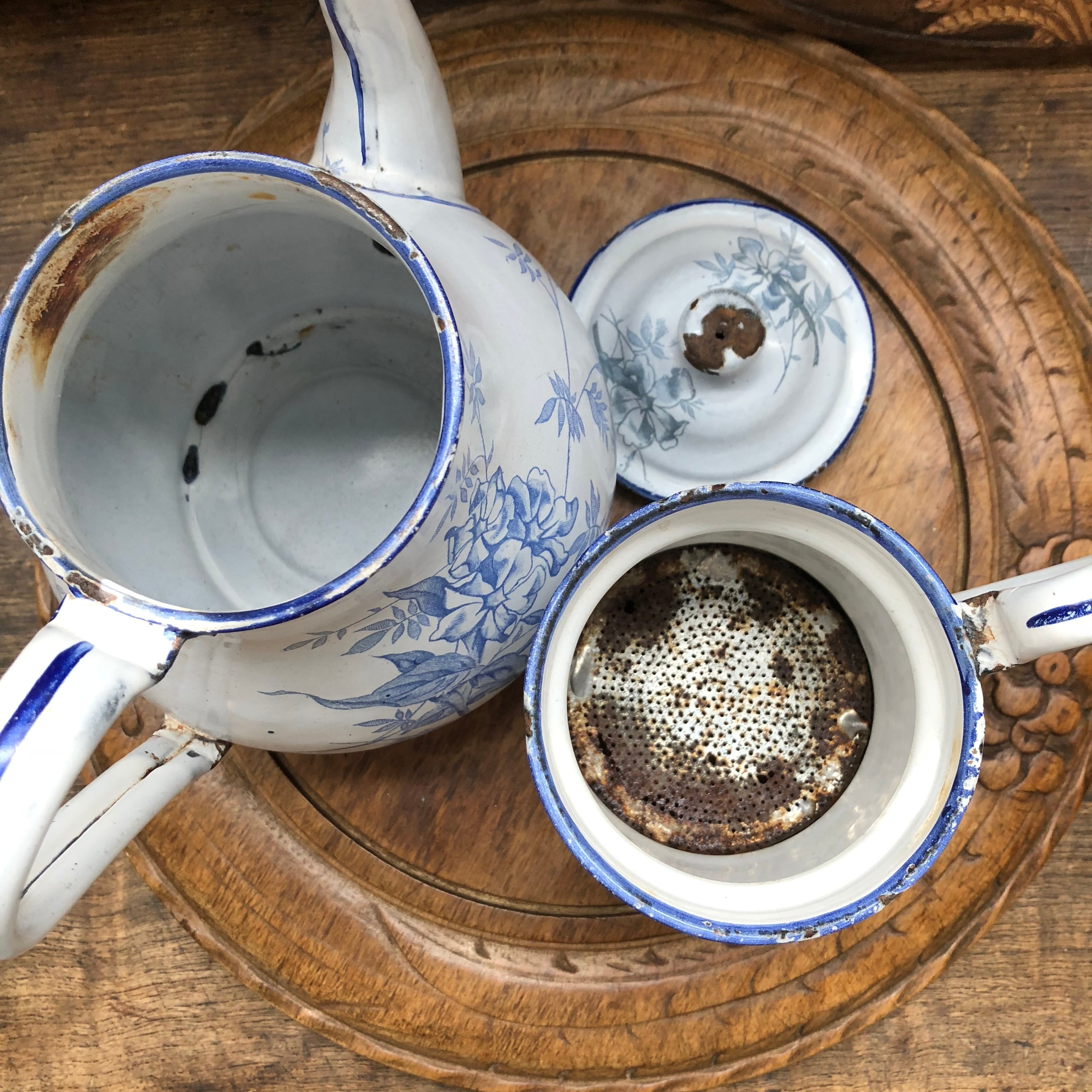 japy フランス 仏国 アンティーク ホーロー コーヒーポット 2段 ビギン