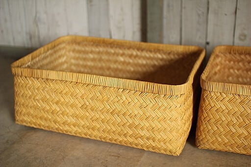 状態良く形の綺麗な古い竹編みの収納かご 行李 | denbee 古道具