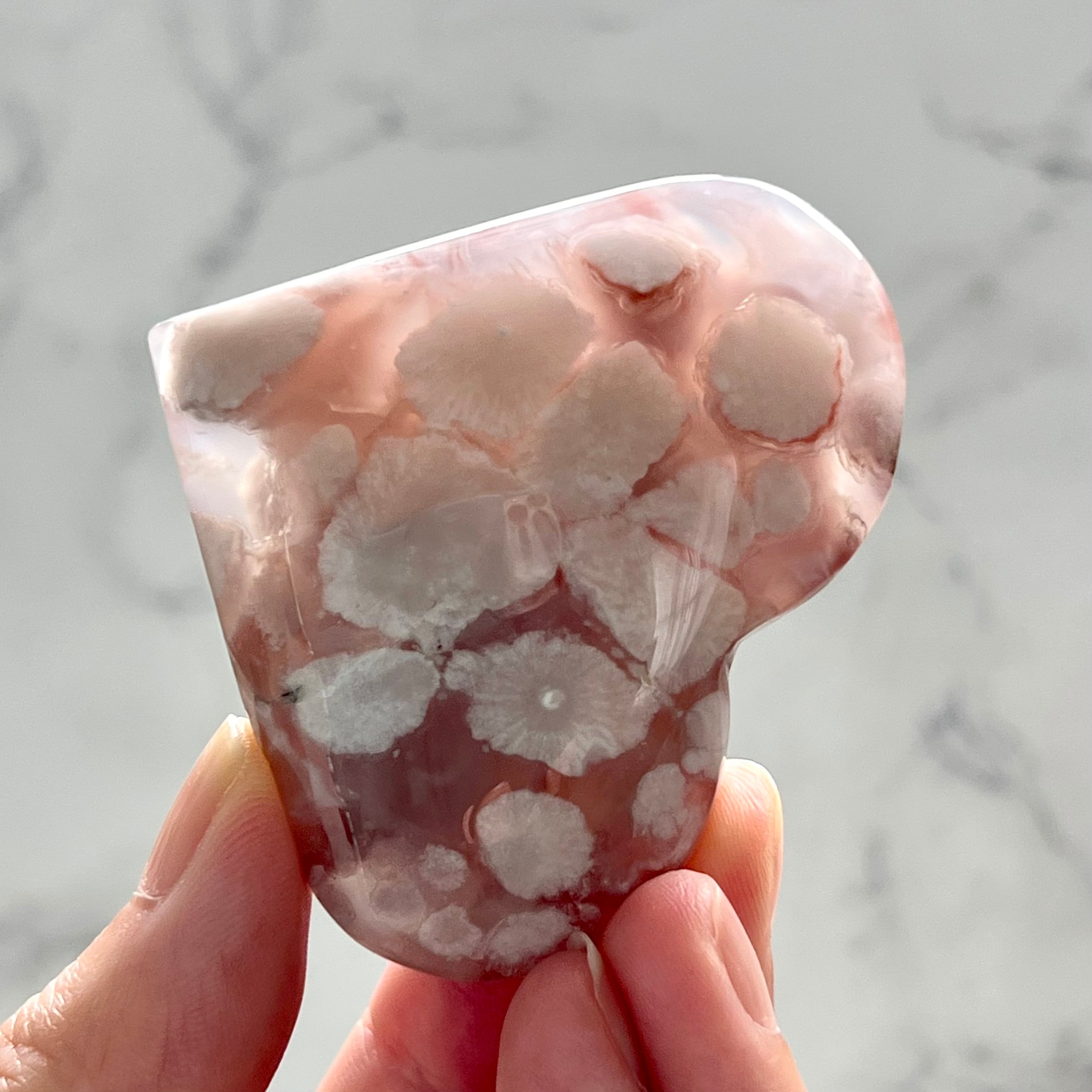 フラワーアゲート ハート3＊桜瑪瑙＊天然石インテリア＊パワーストーン