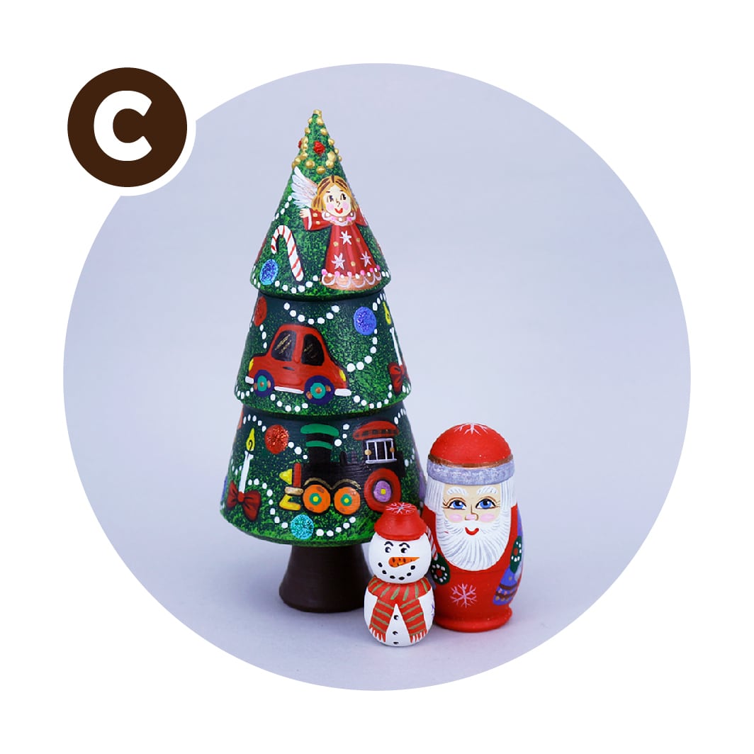 ガリーナ工房 クリスマスツリー マトリョーシカ 3個型 | GINZA HAKKO