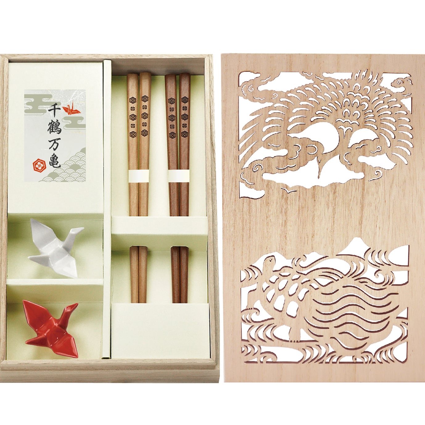 HH-4004A 千鶴万亀 箸箸置揃 紅白 | 山勝美濃陶苑 公式オンラインショップ