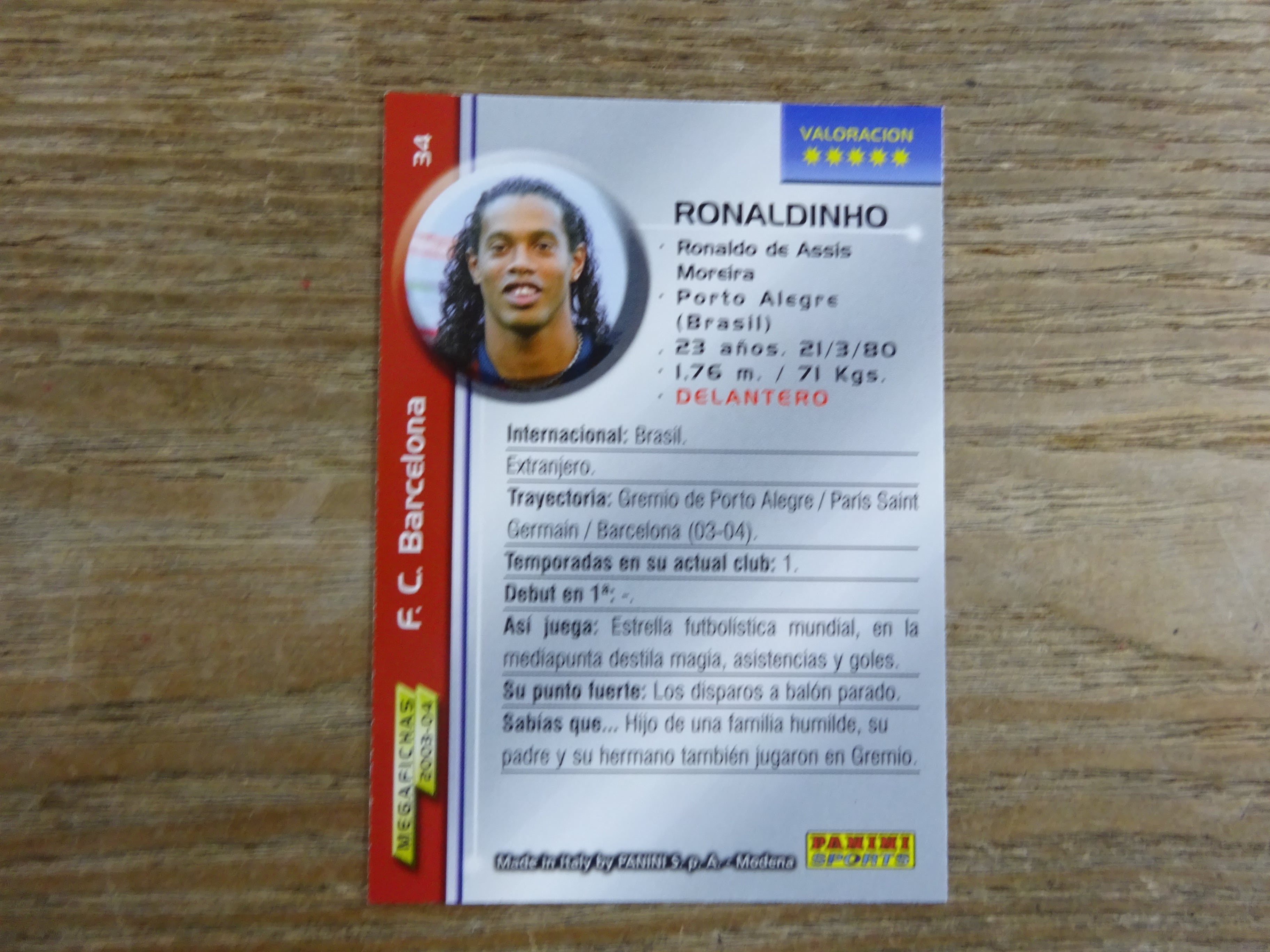 ロナウジーニョ 2003-04 PANINI MEGAFICHAS LIGA | スポーツカード