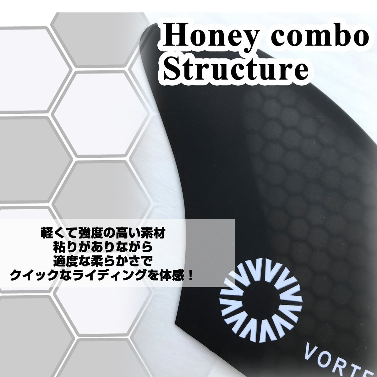 トライフィン ハニカムコア マット ブラック FCS対応 | VORTEX Surf