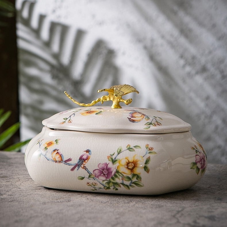 ジュエリー ボックス 花柄 エレガント アメリカン レトロ 氷割れ 模様