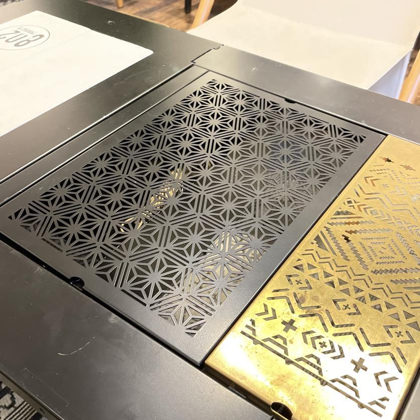 IGT 天板 ワンユニット ブラックアイアン【 麻の葉 】アイアングリル