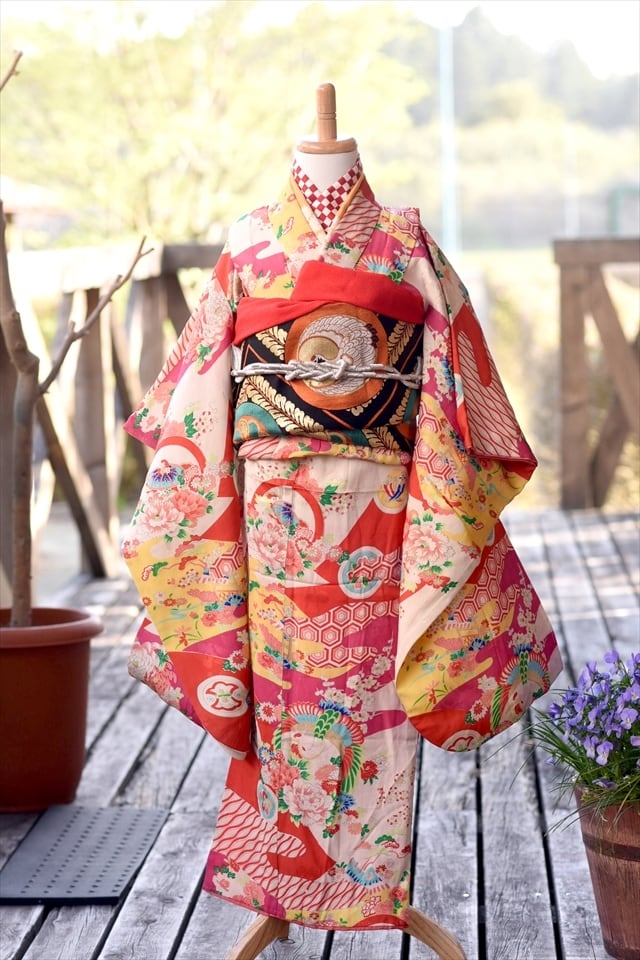 SALE】7歳_吉祥鳳凰・帯セット／身丈124・子供着物・七五三 | 着物屋ベーベ