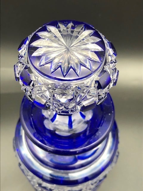 オールドバカラ ディアマン ピエーリー 色被せ切子 コバルトブルー