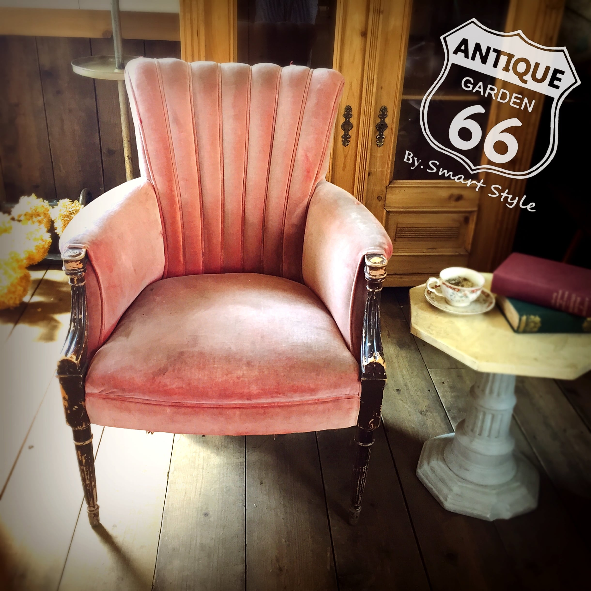 JUNK☆アメリカンアンティーク ファブリック シングルソファ【C-104