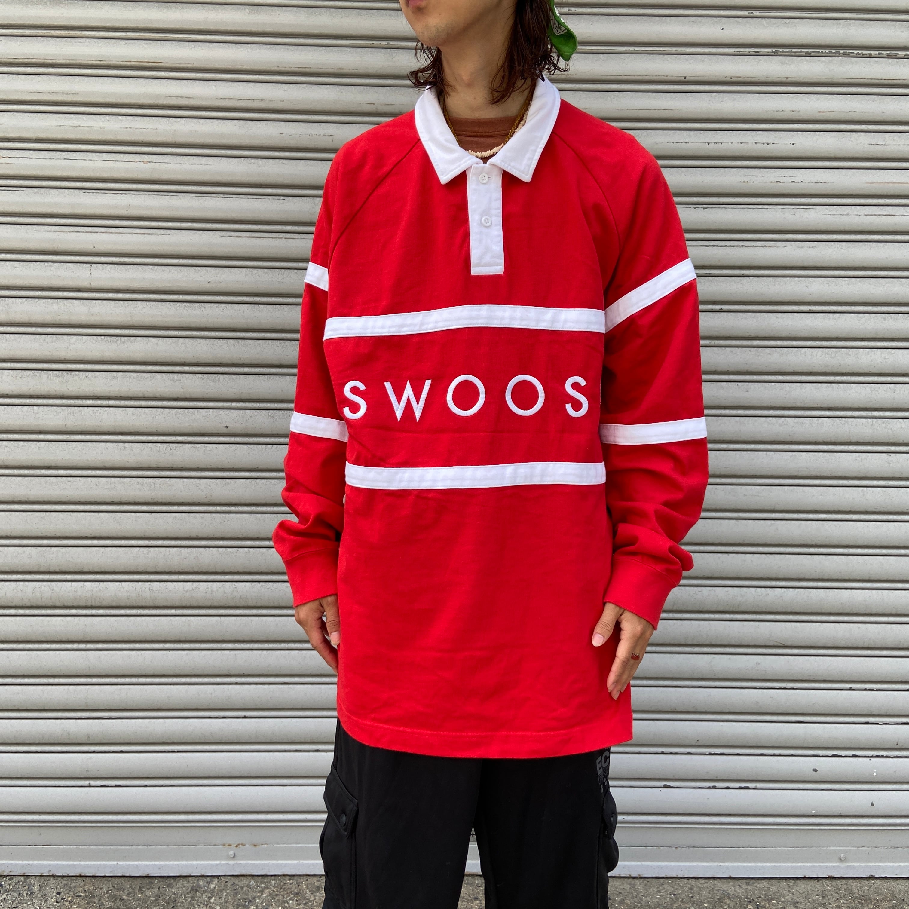 送料無料』NIKE ナイキ ラガーシャツ ビッグロゴ SWOOSH XL 赤