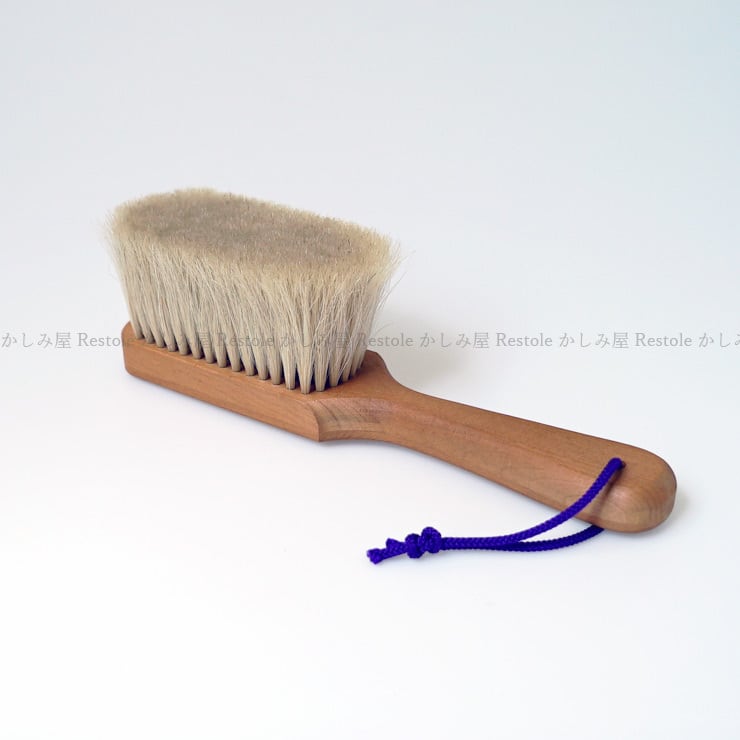 カシミヤ用洋服ブラシ【ブラシの平野】手植え羽子板型 / 白馬毛（中古